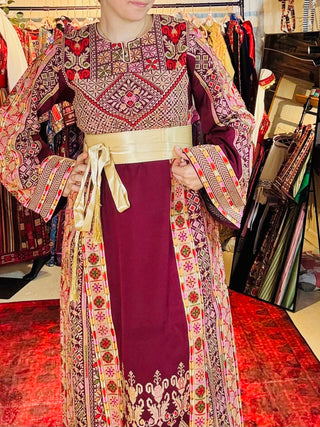 Burgundy Palestinian Fallahi Thoub