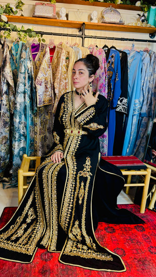 Black & Gold Royal Moroccan Kaftan