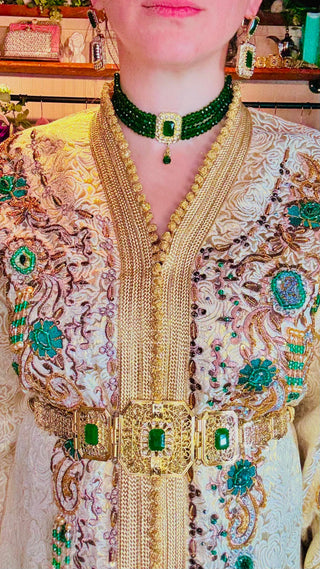 Luxury Handcrafted Royal Brocard Moroccan Kaftan