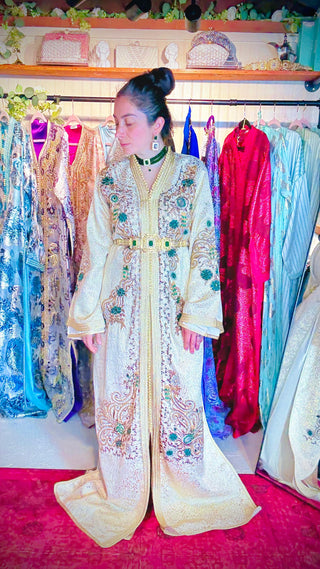 Luxury Handcrafted Royal Brocard Moroccan Kaftan