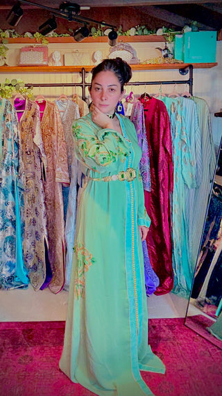 Authentic Handmade Moroccan Kaftan With Full Accessories